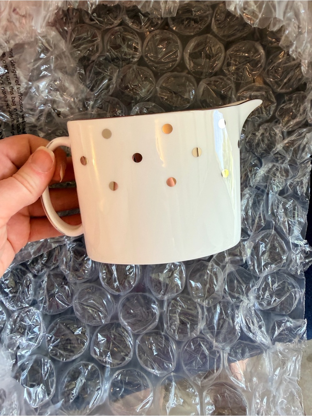 kate spade White Creamer with Platinum Polka Dots